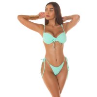 Womens strappy underwire bikini top with no padding mint green UK 10 (S)