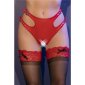 Sexy Damen Panty aus Kunstleder mit Ouvert Clubwear Rot