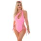 Sexy Damen Brazilian Cut Badeanzug mit Schnürung Rosa