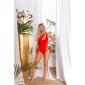 Sexy womens Brazilian cut swimsuit with lacings red