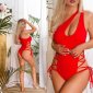 Sexy womens Brazilian cut swimsuit with lacings red