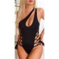 Sexy Damen Brazilian Cut Badeanzug mit Schnürung Schwarz