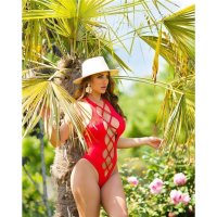 Sexy Damen Brazilian Cut Badeanzug mit Schnürung Rot