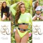 Sexy 3 pcs womens Brazilian triangle bikini set neon-yellow