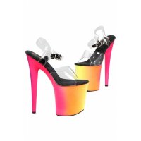 Womens gogo platform mules high heels 21 cm clear-multicolor