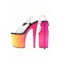 Womens gogo platform mules high heels 21 cm clear-multicolor