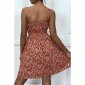 Sweet womens strap dress with flower print red