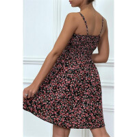 Sweet womens strap dress with flower print black