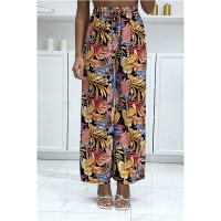 Bunte Damen Palazzo-Hose mit Blumenmuster Orange