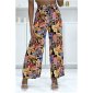 Colourful womens palazzo pants with flower print orange