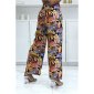 Bunte Damen Palazzo-Hose mit Blumenmuster Orange