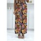 Colourful womens palazzo pants with flower print orange