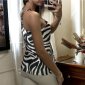 Sexy womens satin strappy top in zebra look beige/black