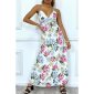 Langes Damen Träger-Maxikleid mit Blumenprint Weiß