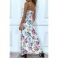 Langes Damen Träger-Maxikleid mit Blumenprint Weiß
