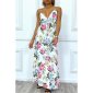 Langes Damen Träger-Maxikleid mit Blumenprint Weiß