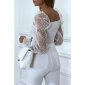 Womens crop top with transparent organza sleeves white