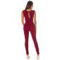 Elegant sleeveless overall jumpsuit with gold-coloured buckle wine-red UK 10/12 (S)