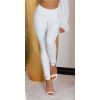 Sexy skinny womens high-waisted faux leather leggings white