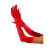 Sexy long womens lace gloves gauntlets red