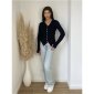 Elegant womens rib-knit cardigan black