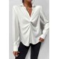 Elegant womens business blouse with knot detail white