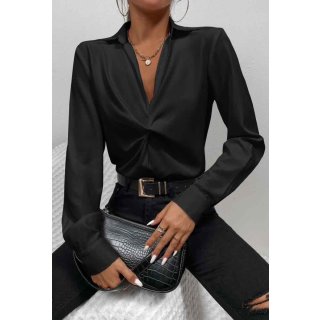 Elegant womens business blouse with knot detail black