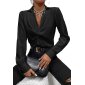 Elegante Damen Business Bluse mit Knoten-Detail Schwarz 38 (M)