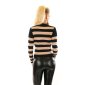 Womens sweater in bolero look with stripes black-beige