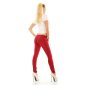 Sexy womens low-rise skinny jeans with zips dark red
