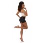 Cropped womens strappy bustier top in leather look beige