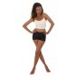 Cropped womens strappy bustier top in leather look beige