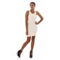 Sleeveless womens fine-rib knit dress knee-length beige