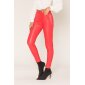 Womens skinny jeans in leather look wet look red