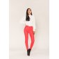 Womens skinny jeans in leather look wet look red