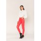 Womens skinny jeans in leather look wet look red