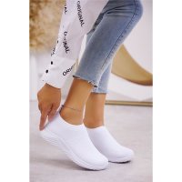 Trendy womens slip on sneakers shoes white