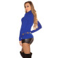 Womens fine-knitted basic sweater with turtle neck royal blue Onesize (UK 8,10,12)