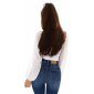 Womens off-the-shoulder top with long chiffon sleeves white