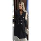 Elegant womens autumn coat with silver buttons black
