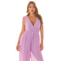 Sleeveless womens pleated jumpsuit with wide leg lilac