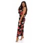 Long Carmen maxi dress with flounce and flowers black