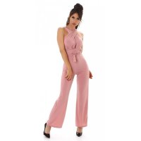 Sleeveless womens jumpsuit backless antique pink