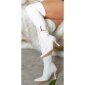 Sexy womens stiletto overknee boots faux leather white