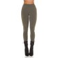 Damen Highwaist Treggings mit Glitzer-Streifen Khaki