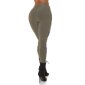 Damen Highwaist Treggings mit Glitzer-Streifen Khaki