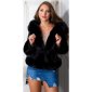 Womens winter jacket in buckskin look with faux fur black