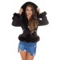 Womens winter jacket in buckskin look with faux fur black