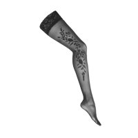 Womens hold-up stockings with floral pattern 20 den black