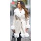 Womens winter coat in buckskin look with faux fur beige